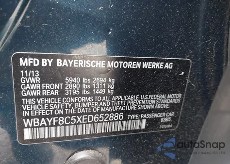 2014 BMW Alpina B7 xDrive z USA, uszkodzony, nr VIN WBAYF8C5XED652886
